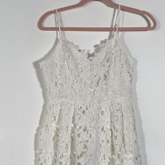 Endless Rose Crotchet Floral Lace Spaghetti Strap Midi Dress Womens Sz S White - Picture 3 of 11